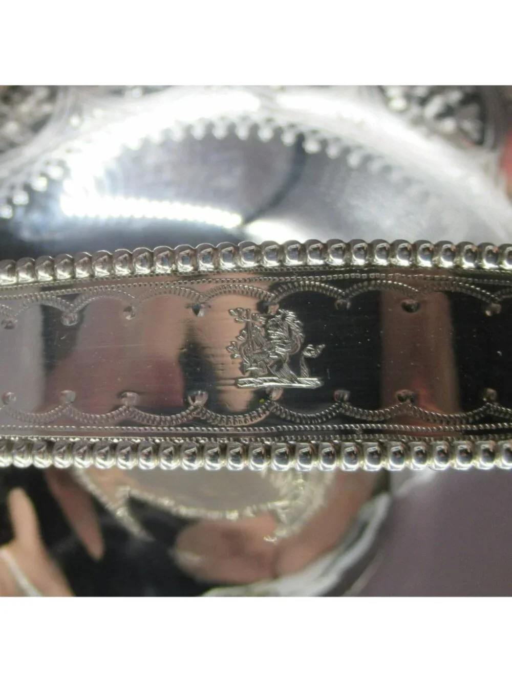 Antique Sheffield Silverplate Etched Pedestal Basket Beaded Waterfall Rim Martin